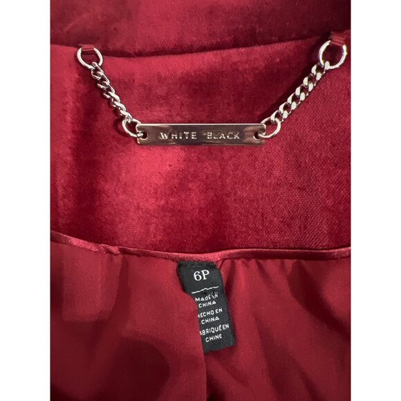 White Black Velvet Editor Blazer Deep Red Women' Jacket - Picture 6 of 7